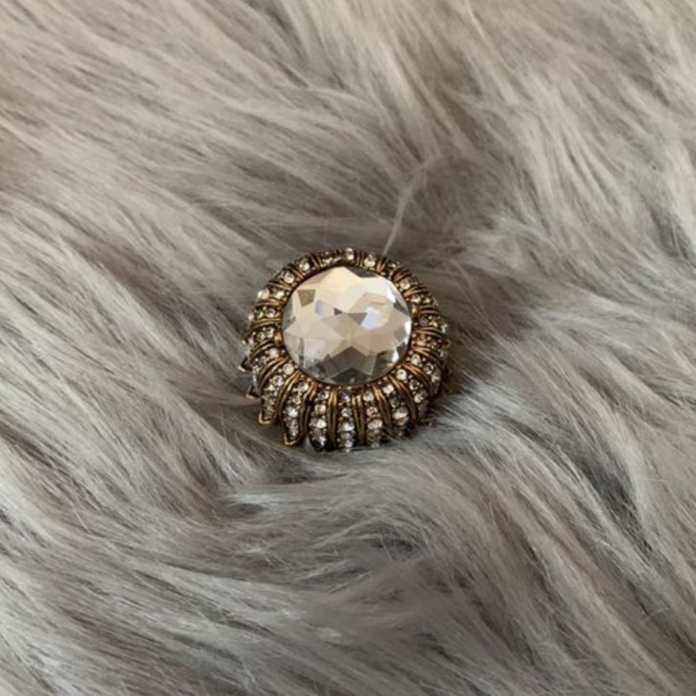 Betsey Johnson Gold Flower Crystal Ring